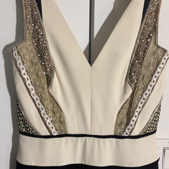 J. MENDEL BLACK AND WHITE BEADED GOWN, SIZE 8 - Picture 2 of 6